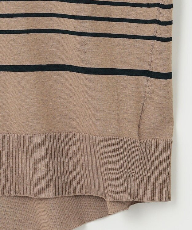 ANY 【洗濯機可/接触冷感/UVカット/アンチピリング】フレンチスリーブニットプルオーバー モカ×ネイビー