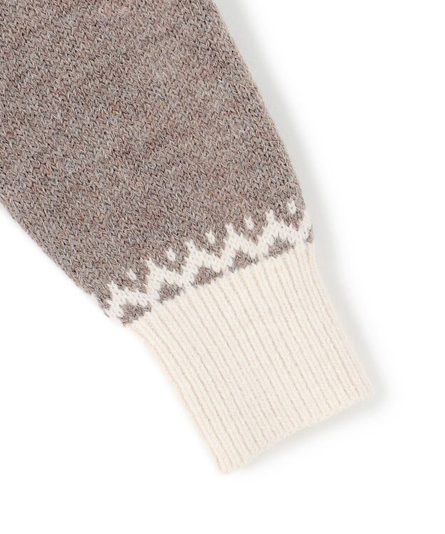 23区 【洗える】ジャガード クルーネック ニット ベージュベース