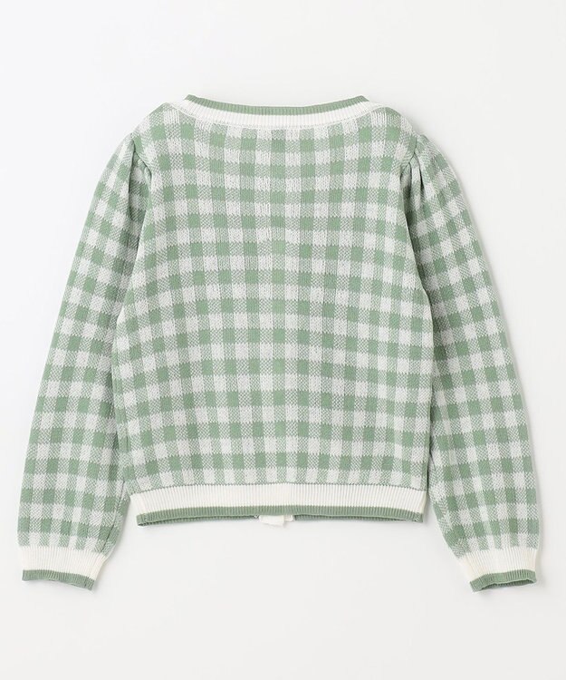 ANY KIDS ギンガム総柄ニット カーディガン グリーンギンガム