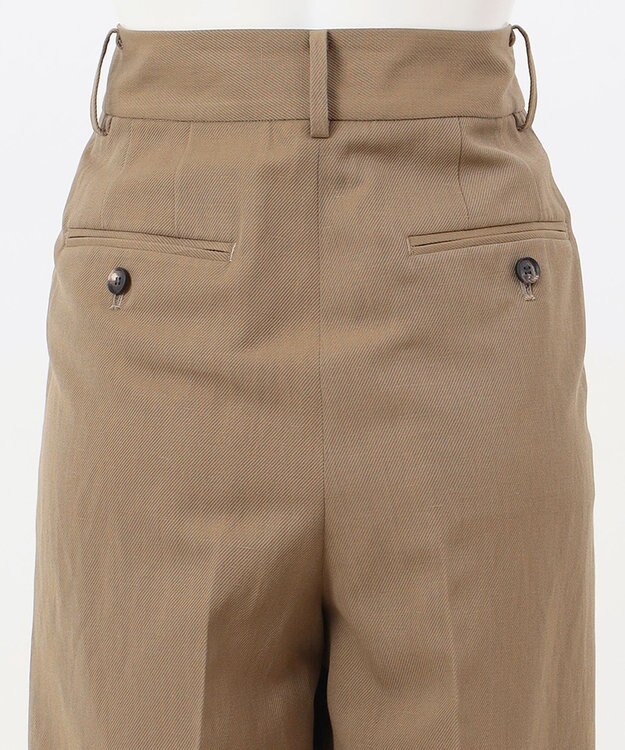 23区 【エステータ】ウールリネン タックワイドパンツ カーキ系