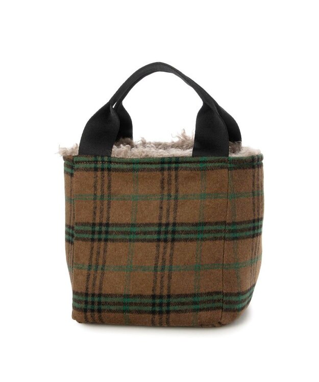 UNBILLION カシュカシュ cachecache / フェイクファー×チェック柄リバーシブルトート オーク