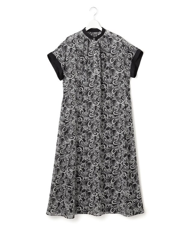 23区 S 【一部店舗限定/速乾性/洗える】モノトーンプリント ワンピース ペイズリーモチーフ