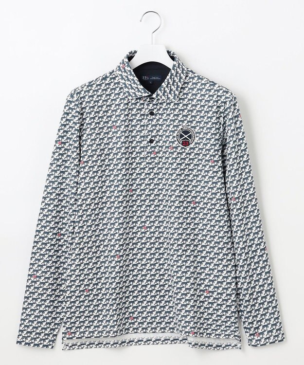 23区GOLF 【MEN】【吸水速乾/UVカット】ハウンドトゥース柄シャツ ホワイト系5