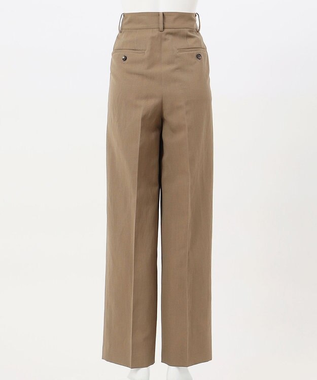 23区 【エステータ】ウールリネン タックワイドパンツ カーキ系