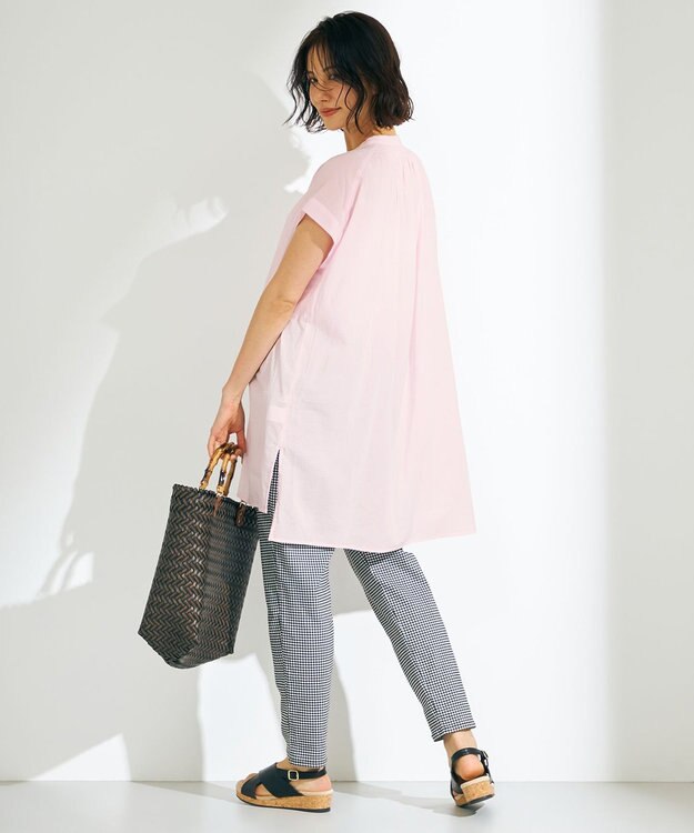 ANY 【洗える】シャーリングチュニック ブラウス ピンク系