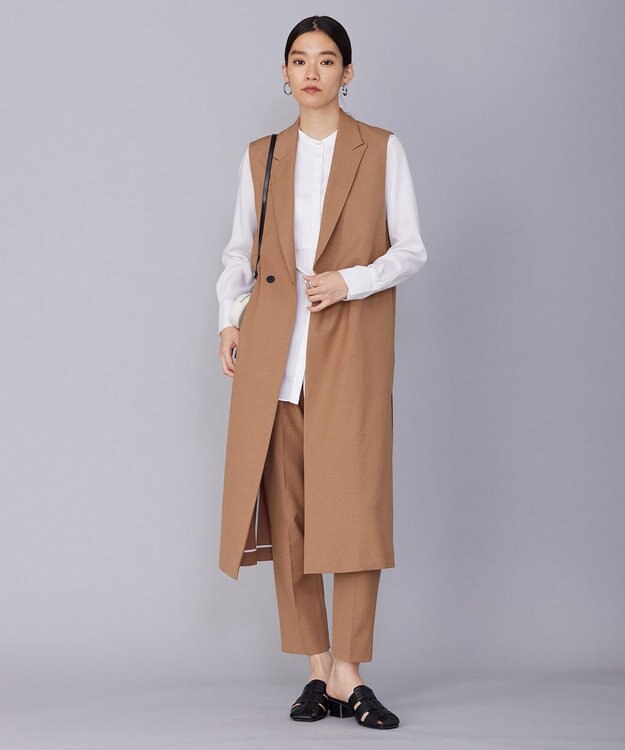 ICB 【セットアップ対応・洗える】 LooseWeave ロングジレ レディッシュブラウン系