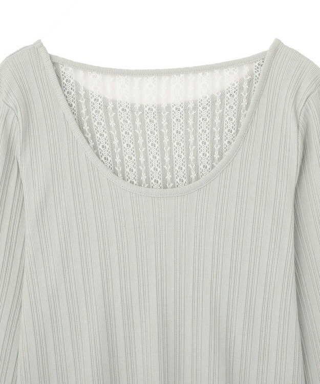 earth music&ecology ランダムチェーンリブバックレースプルオーバー Light Green