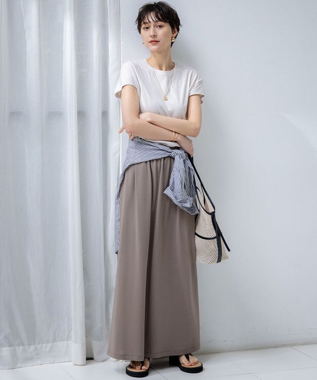23区 【WEB&一部店舗限定/接触冷感/洗える】ツイストコットンプレーティング スカート ブラウン系