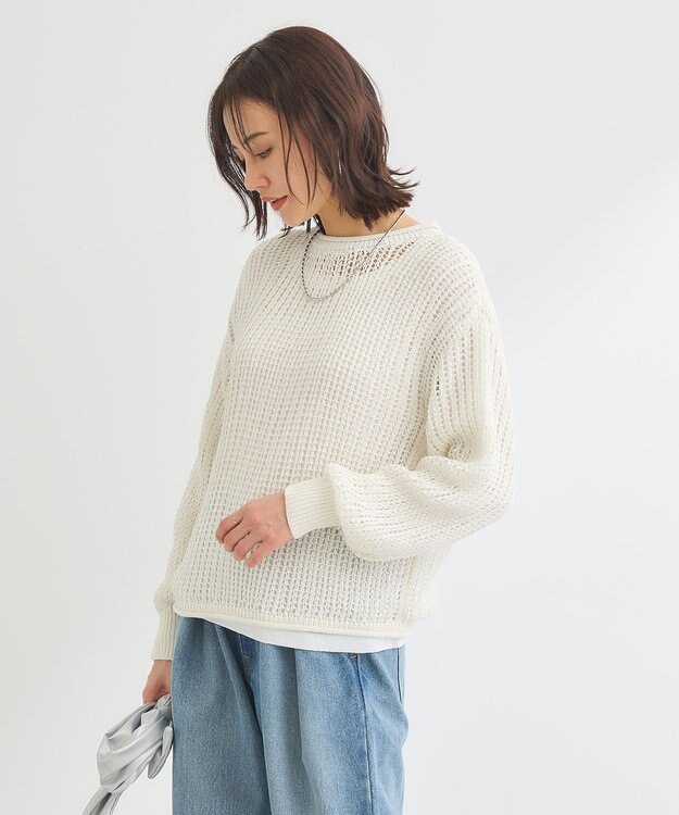 Green Parks ＳＥＴ２点２ｗａｙシャーリングニット＋インナー Off White