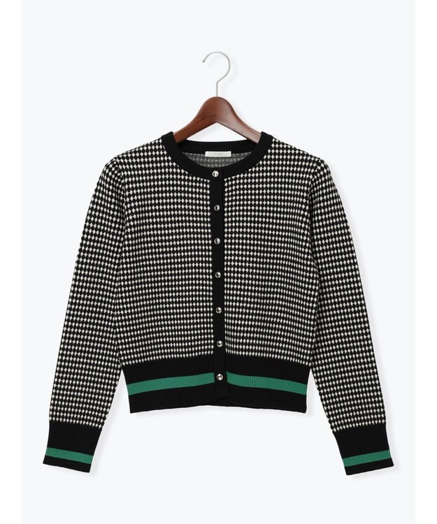 Te chichi バイカラークラシカルカーディガン ブラック