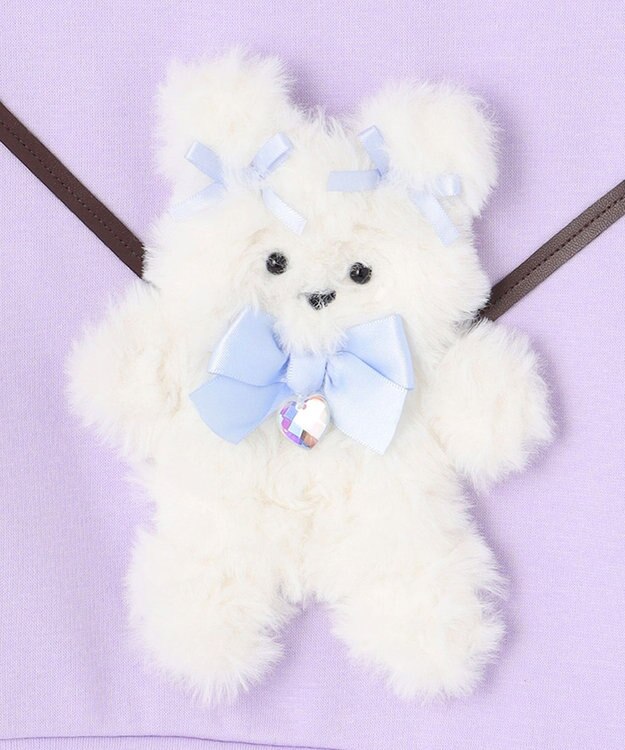 ANY KIDS アニマルポシェット 裏シャギー トレーナー ラベンダー×ネコ