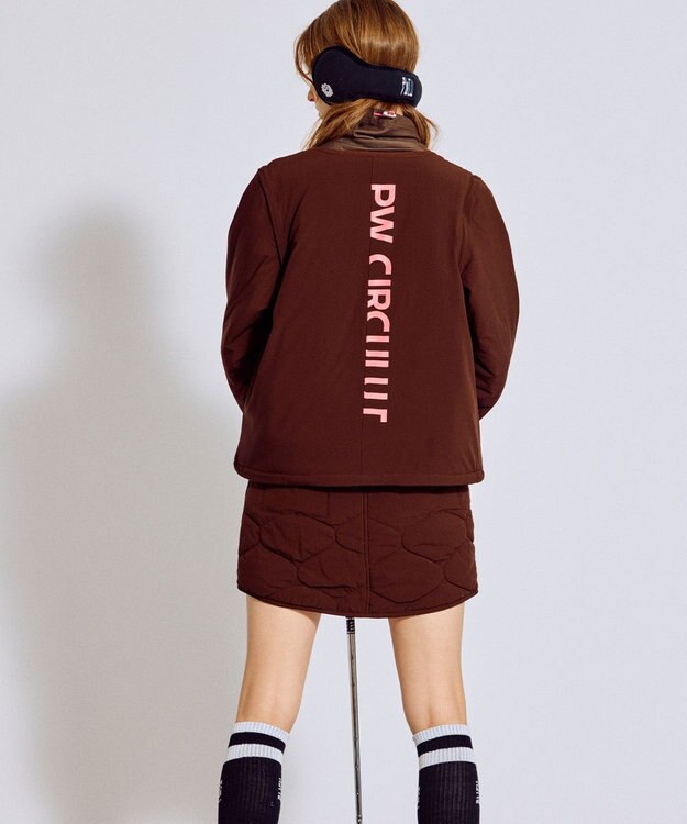 PW CIRCULUS 【撥水加工 / ストレッチ】【WOMEN】デタッチャブルキルティング中綿ブルゾン ゴルフウェア レディース ダークブラウン系