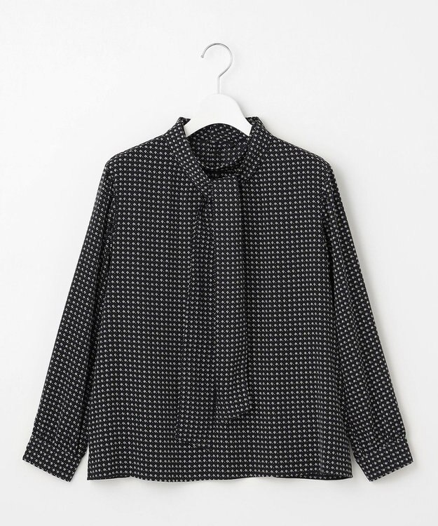 J.PRESS LADIES 【洗える】ポリエステルスエード変形ドットプリント ブラウス ネイビー系5