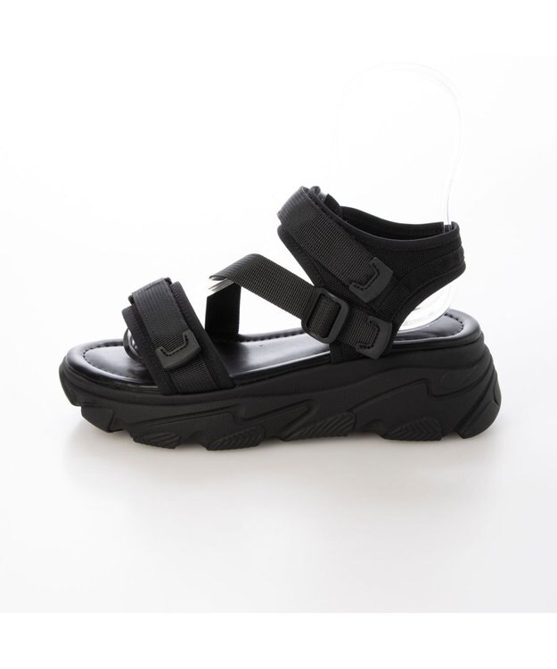 MODE ET JACOMO <noyau>トリプルベルクロ厚底スポーツサンダル ブラック