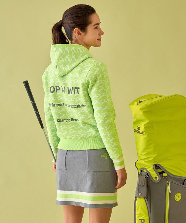 PW CIRCULUS 【イージーケア/軽量】【WOMEN】 MOFUモチーフ ニットフーディ ライトグリーン系