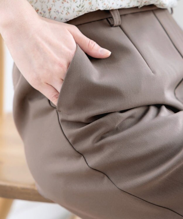 Tiaclasse L 【新色追加・洗える】センタープレスワイドパンツ モカ