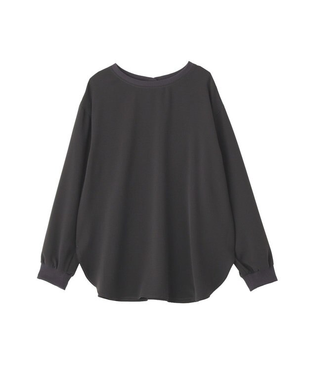 YECCA VECCA 2wayリブMIXジョーゼットブラウス Charcoal Gray
