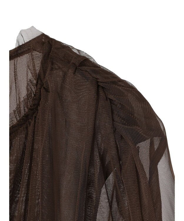 YECCA VECCA チュールギャザーブラウス Brown