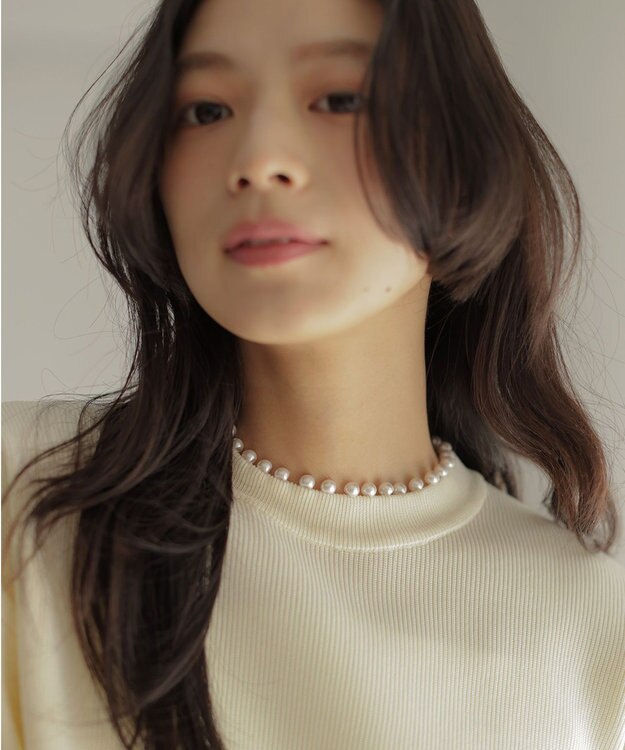 組曲 【WEB限定】パール釦畦ニット プルオーバー アイボリー系