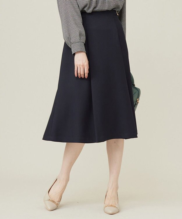 ANY SIS 【洗える】プチベルトフレア スカート ネイビー