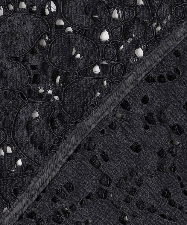 ICB L 【洗える】 ナイロンコードレース ブラウス ブラック系