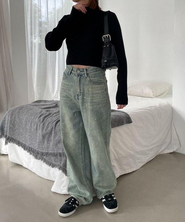 WEGO リブハイネックショートニット ブラック