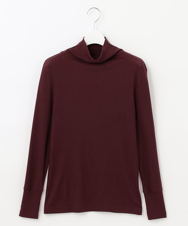 自由区 【XSサイズ～/洗える】ベアテレコ ボトルネック カットソー ワイン系