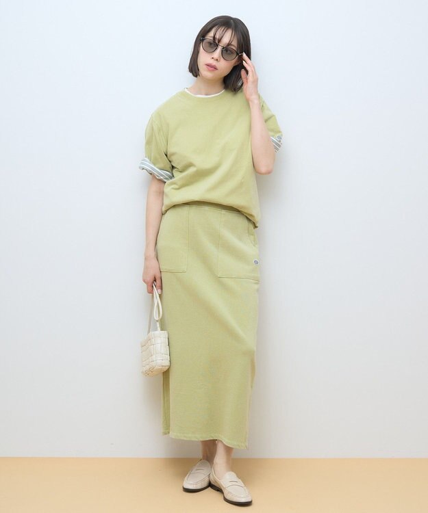 AMERICAN HOLIC DISCUS パウダーブリーチ加工Tシャツ Pistachio