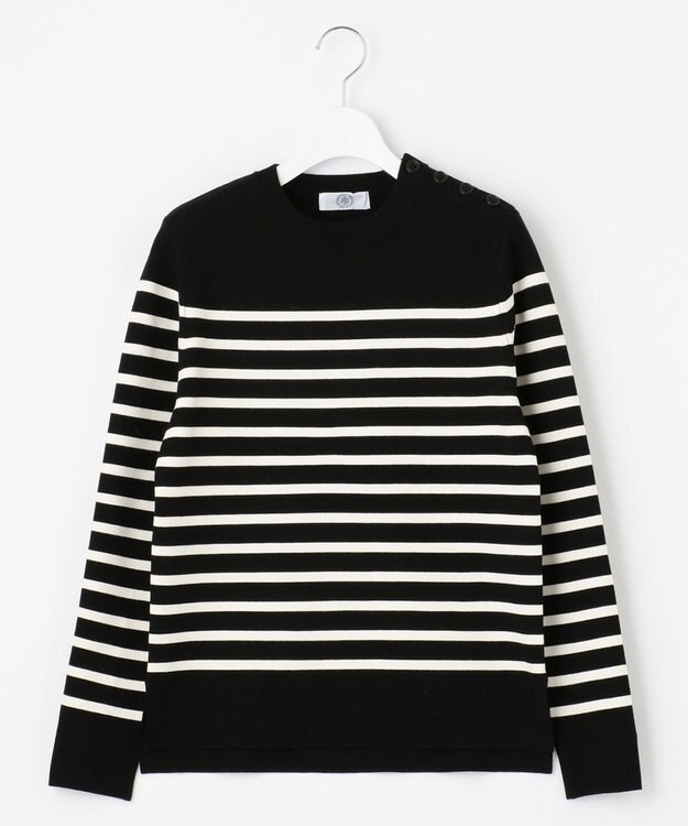 J.PRESS LADIES 【洗える】ミラノリブバスクボーダー ニット ブラック系1