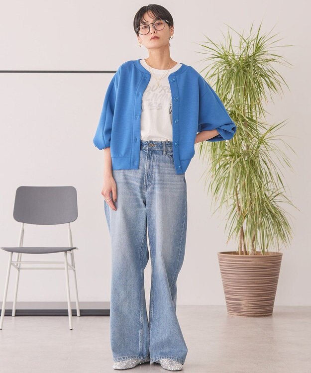 AMERICAN HOLIC ポンチクルーネックカーディガン Blue