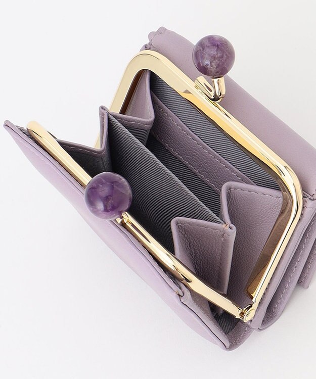 UNBILLION perche ジェムストーンがま口3つ折り財布 ラベンダー