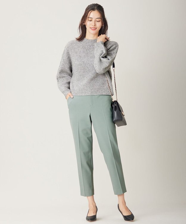 ANY SIS 【洗える】袖ケーブルショート ニット グレー