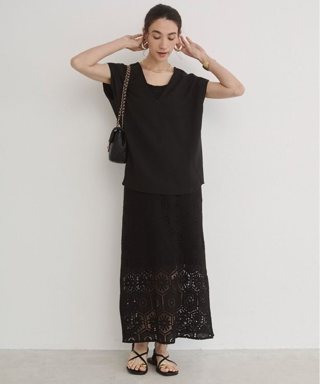 WEGO 【ANGIE VINTAGE】クロシェレースセットワンピース ブラック