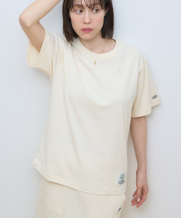 AMERICAN HOLIC DISCUS パウダーブリーチ加工Tシャツ Ivory