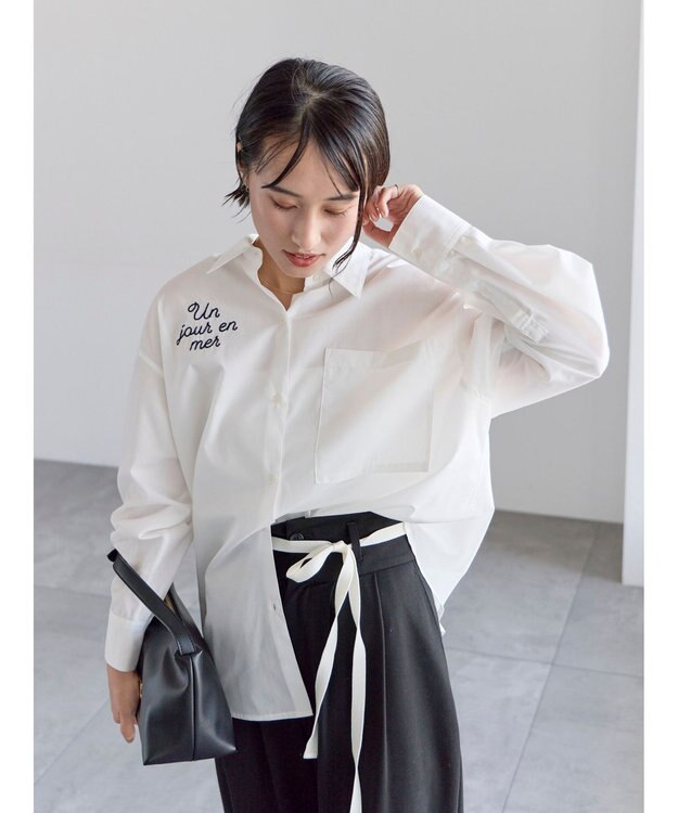 Te chichi ポイント刺繍シャツ オフホワイト