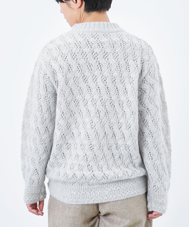 muuc 〈高品質シルク＆アンゴラモヘア〉模様編み ボトルネックセーター ライトグレー