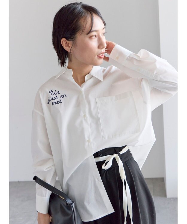 Te chichi ポイント刺繍シャツ オフホワイト