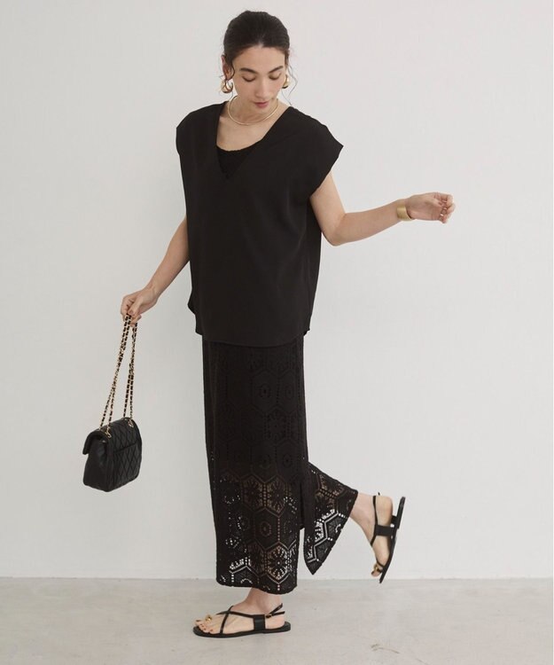 WEGO 【ANGIE VINTAGE】クロシェレースセットワンピース ブラック