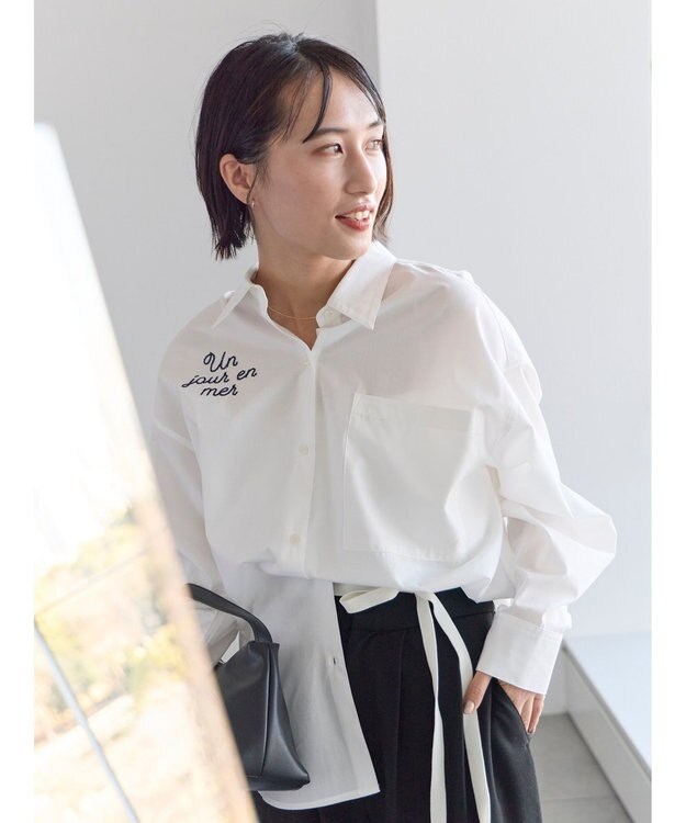 Te chichi ポイント刺繍シャツ オフホワイト