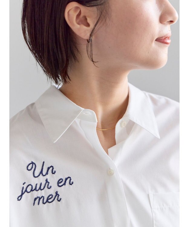 Te chichi ポイント刺繍シャツ オフホワイト