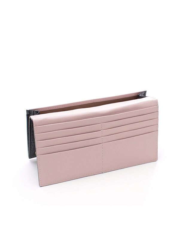A.D.M.J. 【牛革】クロコ型押し/ロングウォレット オニキスパール