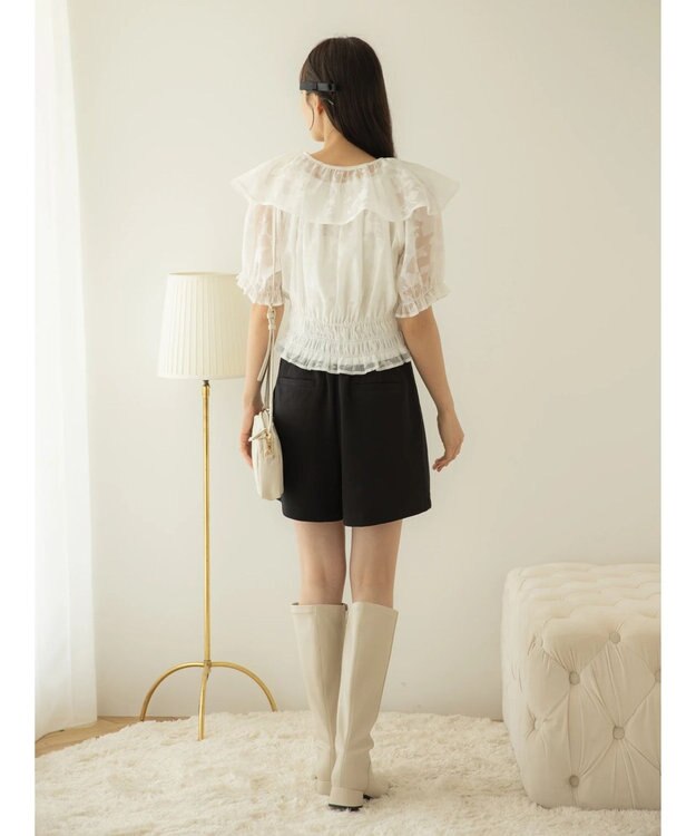 earth music&ecology 衿付きフラワーブラウス Off White