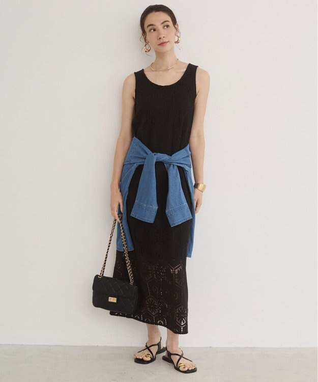 WEGO 【ANGIE VINTAGE】クロシェレースセットワンピース ブラック