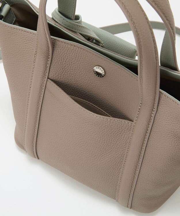 TOPKAPI 【Breath TOPKAPI】DUAL デュアル シュリンクレザー バイカラー トートバッグ チャーム付き グレージュ