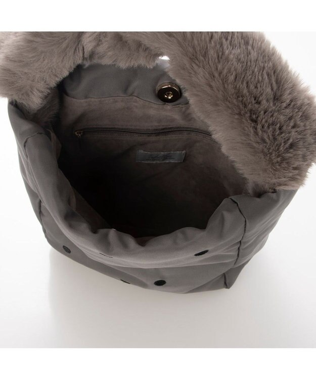 UNBILLION カシュカシュ cachecache / エコファーワンハンドルドット刺繍トート GY