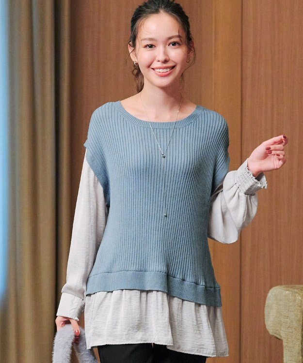 Tiaclasse ベストドッキングトップス ブルー×グレー