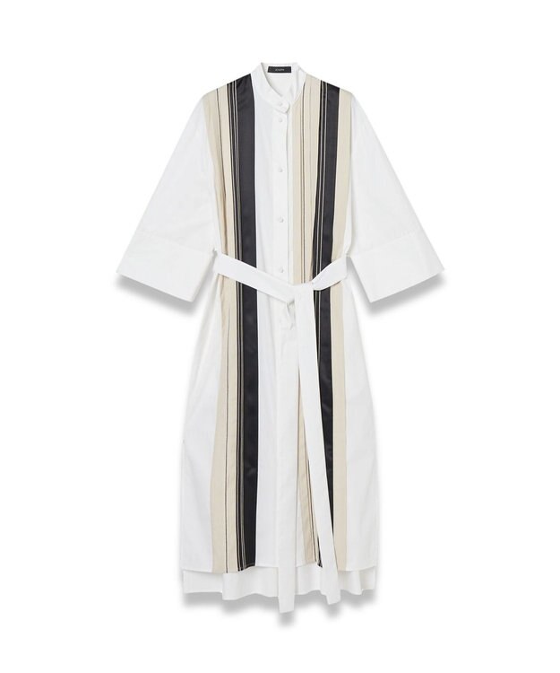 JOSEPH 【洗える】ポプリンカラーブロック　シャツドレス B&W Quail