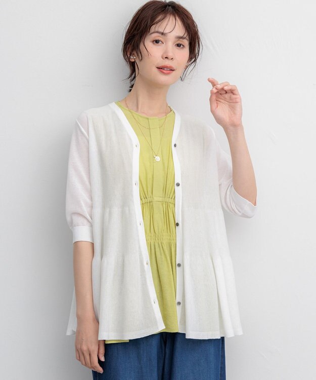 組曲 L 【先行予約】シアーニット　ティアードカーディガン オフ系