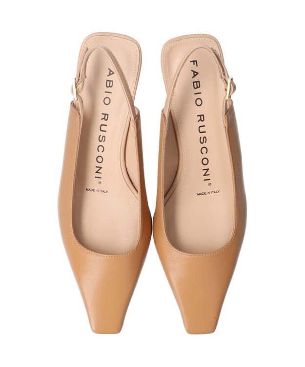 INTER-CHAUSSURES 【FABIO RUSCONI】スクエアトウバックバンドパンプス ベージュ