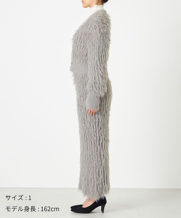 NAVE 【ReNAVE・洗える】メルティーシャギーニット カーディガン ライトグレー系